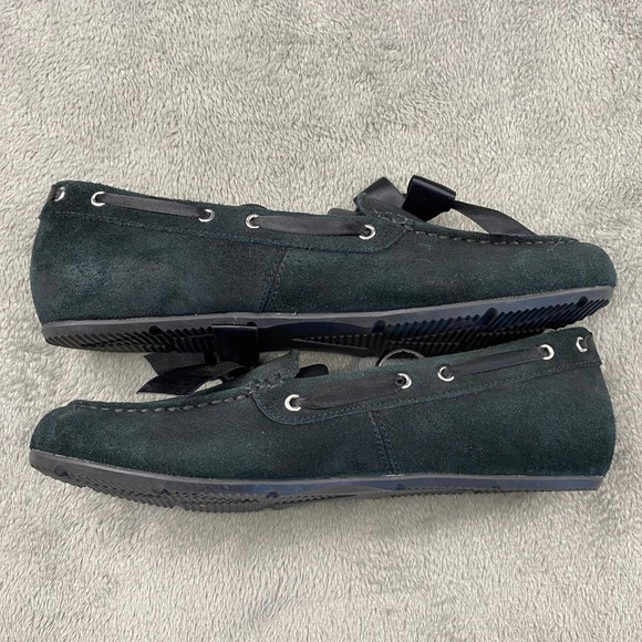 Vionic Alice Moccasin Loafers Womens 8 Black Suede Faux Fur Satin Bow Driving - Picture 4 of 10